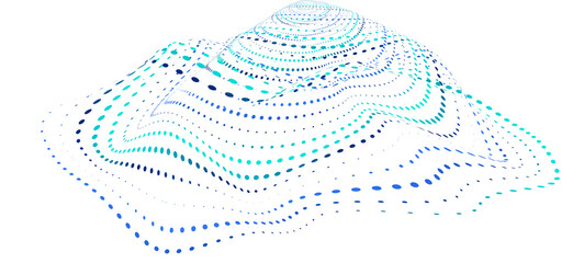 Cyclic wave of dots and intertwining lines. Abstract Shape on transparent background