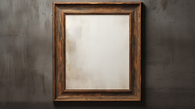Portrait empty wooden frame 