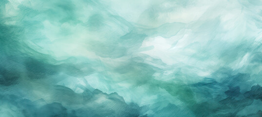 Obraz premium Emerald Tides, Moody Watercolor Painting Background