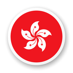 Hong Kong flag flat icon. Round vector element with shadow underneath. Best for mobile apps, UI and web design.