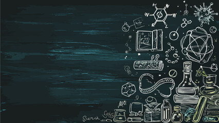 Back to school education banner background. chalk illustration on board. 