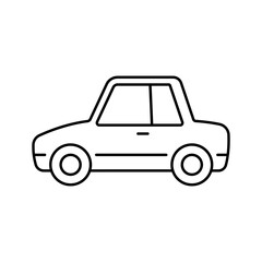Car icon. Black contour linear silhouette. Editable strokes. Side view. Vector simple flat graphic illustration. Isolated object on a white background. Isolate.