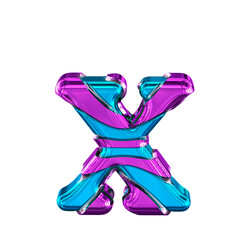 Blue symbol with purple horizontal thin straps. letter x