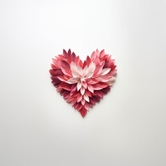 Paper cutout in the shape of a heart on a white background. Design for valentine's day, love, romance, greeting card