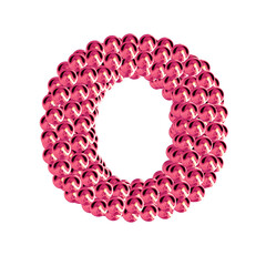 Pink symbols from spheres. 3d letter o