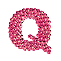 Pink symbols from spheres. 3d letter q