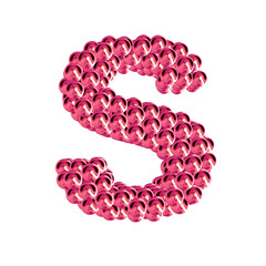 Pink symbols from spheres. 3d letter s