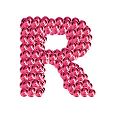 Pink symbols from spheres. 3d letter r