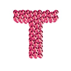 Pink symbols from spheres. 3d letter t
