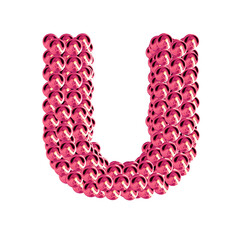 Pink symbols from spheres. 3d letter u