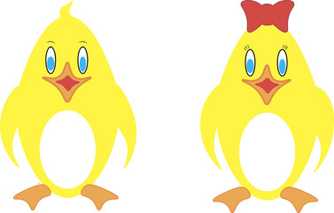 Two small yellow chickens for Easter decoration