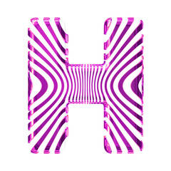 White symbol with ultra thin purple straps. letter h