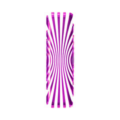 White symbol with ultra thin purple straps. letter i