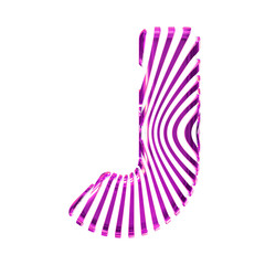 White symbol with ultra thin purple straps. letter j