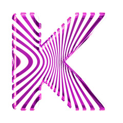 White symbol with ultra thin purple straps. letter k