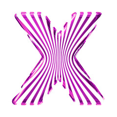 White symbol with ultra thin purple straps. letter x