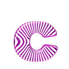 White symbol with ultra thin purple straps. letter c