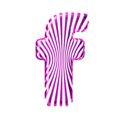White symbol with ultra thin purple straps. letter f