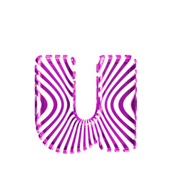 White symbol with ultra thin purple straps. letter u