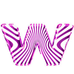 White symbol with ultra thin purple straps. letter w