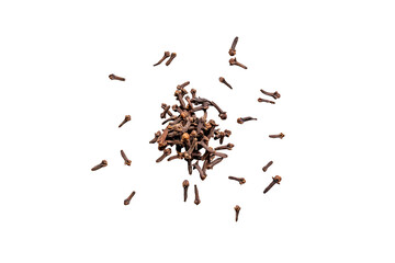 Closeup of organic dry spice cloves isolated on a transparent without shadows background from...