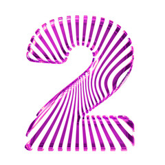 White symbol with ultra thin purple straps. number 2