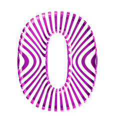 White symbol with ultra thin purple straps. number 0