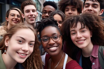 Obraz premium Multi diverse ethnic group of young youth students group photo