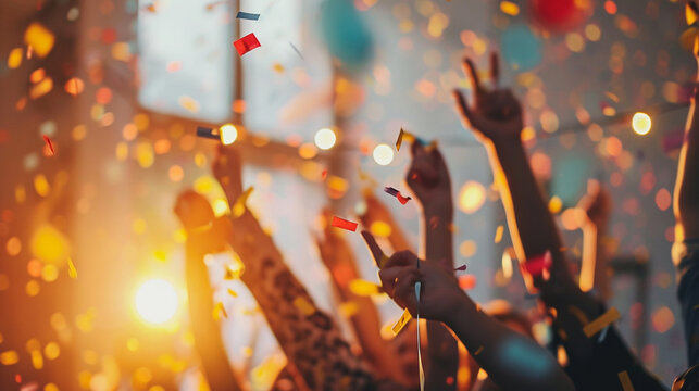 A surprise celebration for an employee’s promotion, Team, blurred background, with copy space