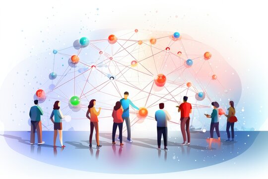 Global communication concept with people and network. Vector illustration. Eps 10, Network community, teamwork, and social network concept illustration, AI Generated