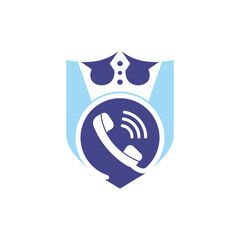 King call vector logo design. Handset and crown icon design.