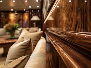 Fotobehang Luxuoso interior de iate com detalhes em madeira nobre © marcia47