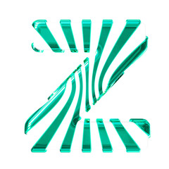 White symbol with turquoise thin vertical straps. letter z