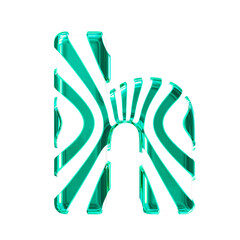 White symbol with turquoise thin vertical straps. letter h