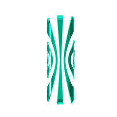 White symbol with turquoise thin vertical straps. letter l