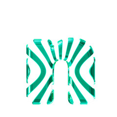 Fototapeta premium White symbol with turquoise thin vertical straps. letter n