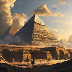pyramide, gizeh, kairo, wüste, egypt, pharao, architektur, himmel, sand, landschaft, archäologie, pyramid, giza, cairo, desert, egypt, pharaoh, architecture, sky, sand, landscape, archaeology - obrazy, fototapety, plakaty