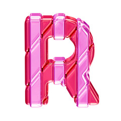 Pink symbol with straps. top view. letter r
