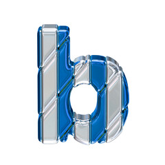 Blue symbol with silver straps. top view. letter b