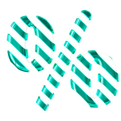 White symbol with thin turquoise diagonal straps