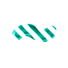 White symbol with thin turquoise diagonal straps