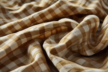 Country Chic Checkered Tablecloth Background Texture in Beige Brown Tones