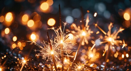 Obraz na płótnie Canvas Midnight Sparkler Spectacle: Glittering New Year's Celebration Background