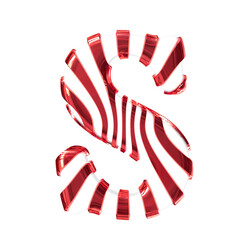 White symbol with red thin straps. letter s