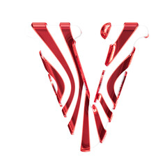 White symbol with red thin straps. letter v