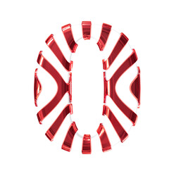 White symbol with red thin straps. number 0
