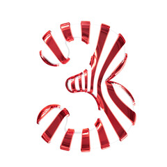 White symbol with red thin straps. number 3