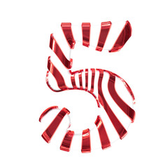 White symbol with red thin straps. number 5