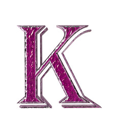 Purple symbol in a silver frame. letter k