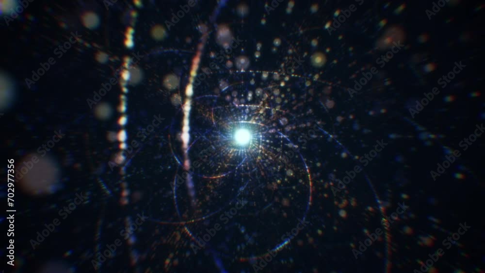 Wall mural abstract digital tunnel in cyberspace consisting of particles. virtual space consisting of a bright 